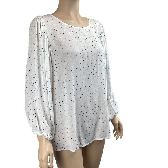 Mittoshop Womens Polka Dot Blouse Size Large Top Flounce Long SLeeve - Picture 4 of 7
